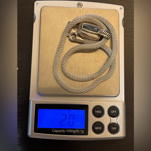 925 “Waterford” Blue Topaz Pendant With Mesh Choker Necklace - Picture 13 of 15